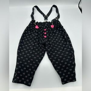 Vintage 90s Y2k Suspenders & Pant With Pink Heart Buttons Girls 12 Months